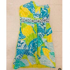 Crystal Strapless Dress Lagoon Green Sz 4 Great Condition Lilly Pulitzer